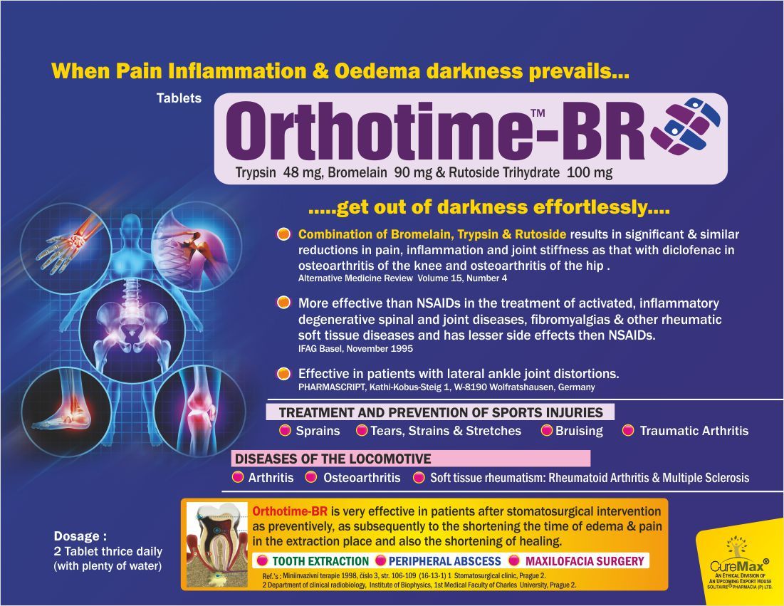Trypsin 48 Mg, Bromelain 90 Mg & Rutoside Trihydrate 100 Mg General Medicines