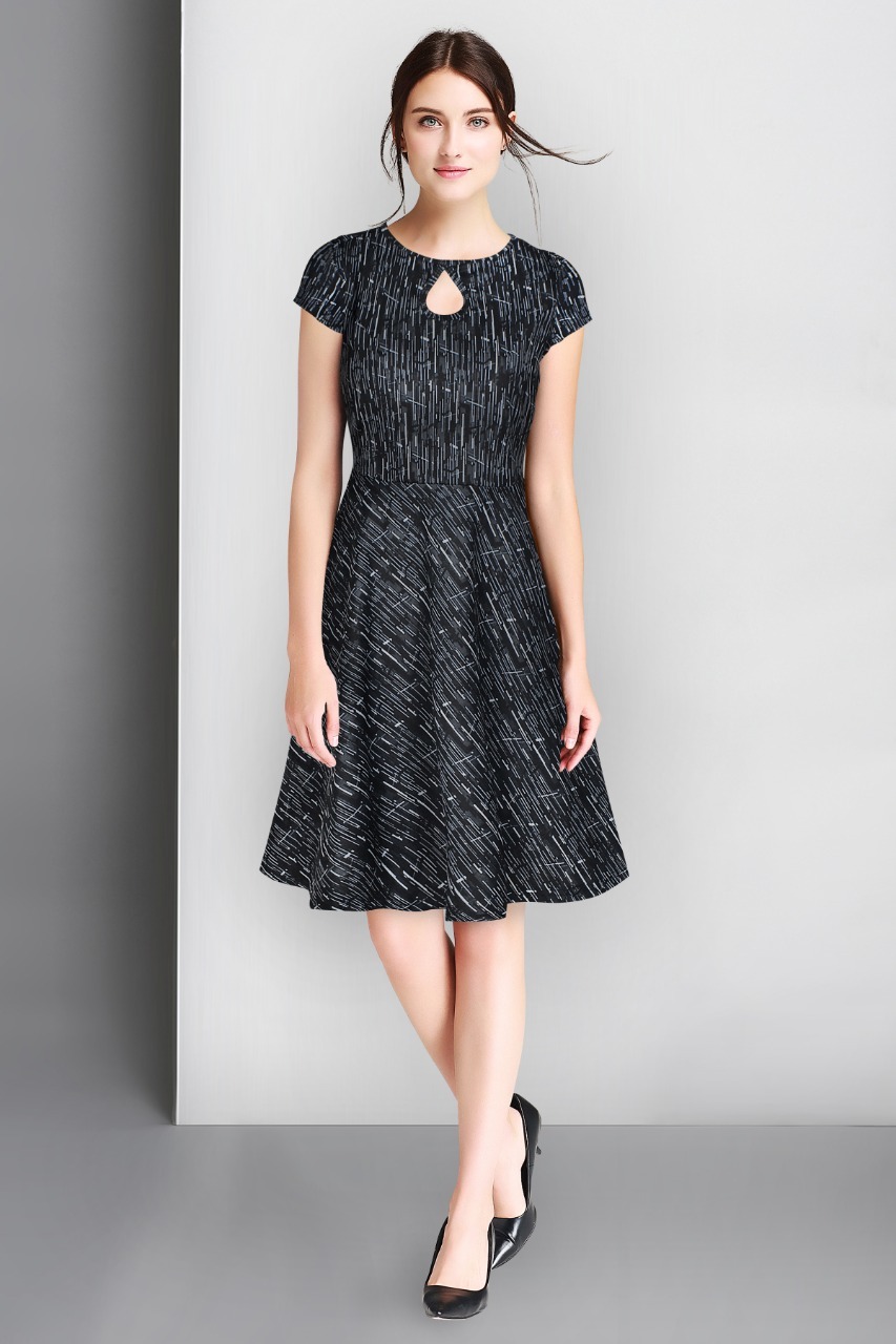 Ethnic Party Wear Dress - Stretchable Knitted Fabric, 35 Inches Length,  Available Sizes S, M, L, Xl, Black Printed Pattern, Short Sleeves, All  Season at Best Price in Surat