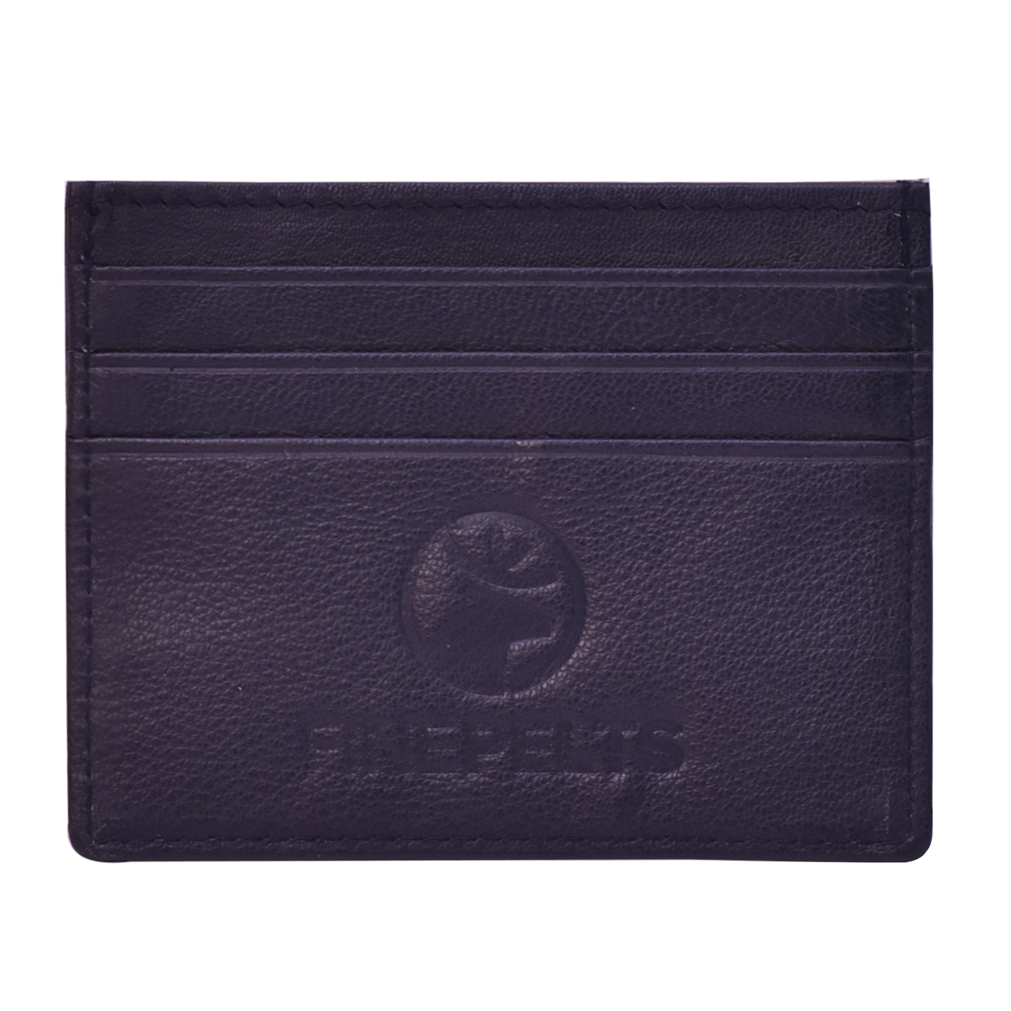 Leather Card Holder - Leather, 6 Card Slots, Blue | Durable Stitching, Cash Pocket, Easy To Clean, Sleek Design For Organized Storage