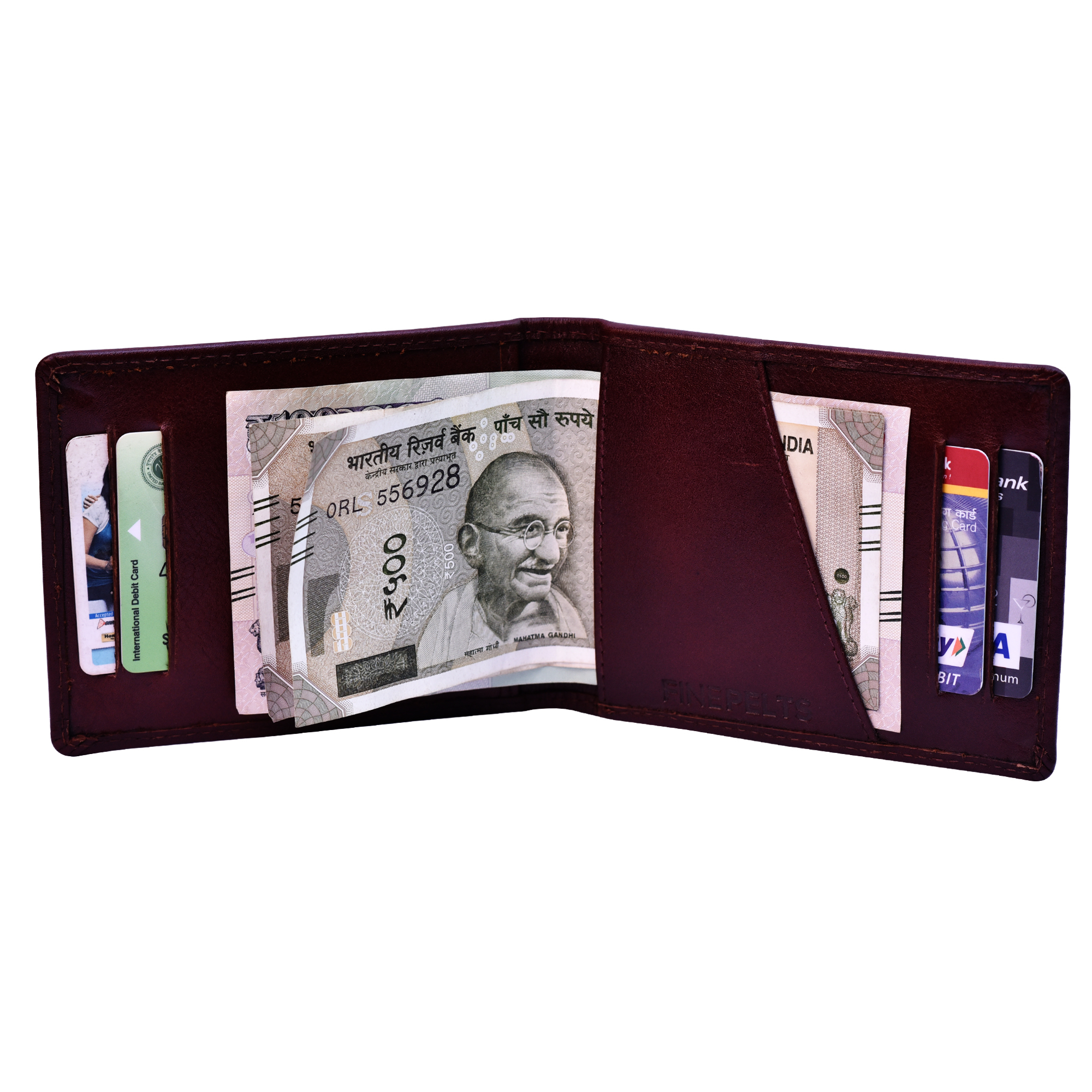 Stylish Leather Wallet - Brown Leather, Foldable Design | Rfid-blocked, Personalized With Card Slot, Chains, And Hooks For Convenience