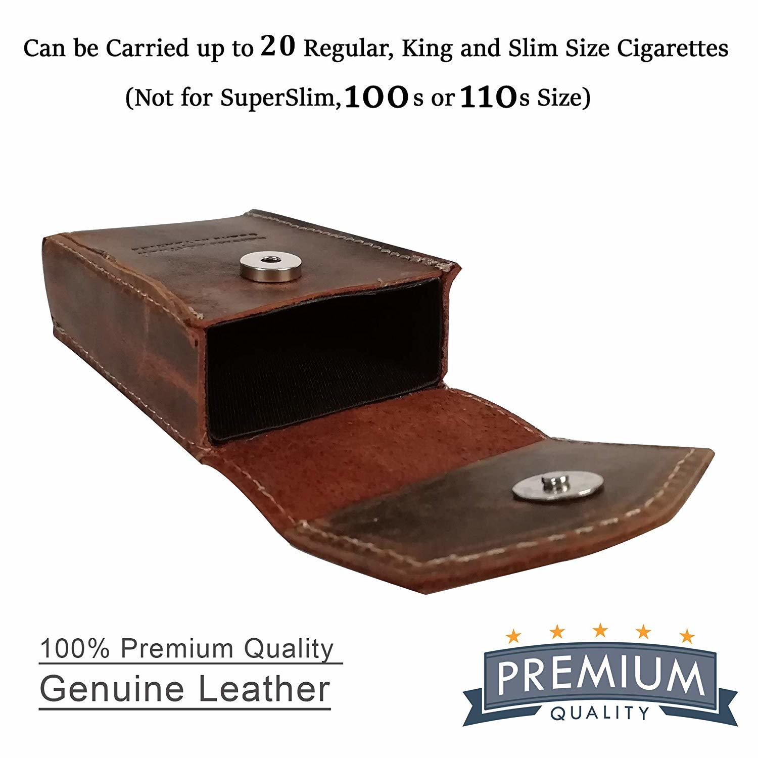 Leather Cigarette Case - Genuine Leather, 10 X 6.5 X 3.5 Cm, Brown | Limited Edition, Magnetic Closure, Stylish Accessory For Men & Women