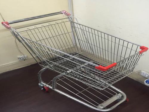 Shopping Trolley - Steel Material, Different Sizes Available, Silver Color | Ideal for Commercial Use