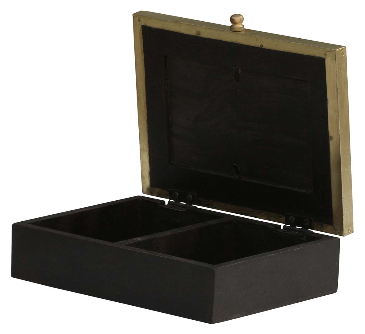 Wooden Jewelry Box Brass Sheet Embossed Palms