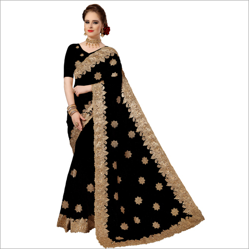 ब्लैक एंड गोल्डन हैवी एम्ब्रॉयडरी, स्टोन वर्क साड़ी कलेक्शन
