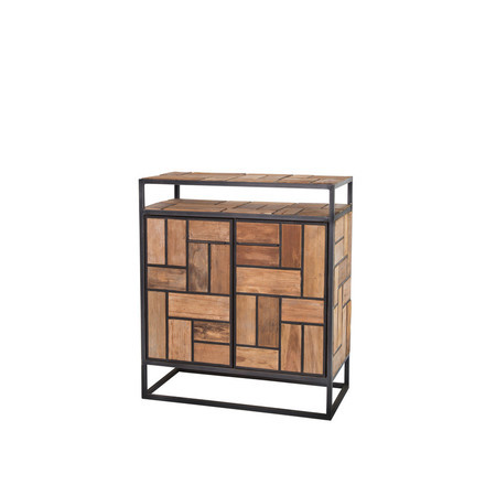 Handmade "Dramatic Chess Side Board With Metal Base"