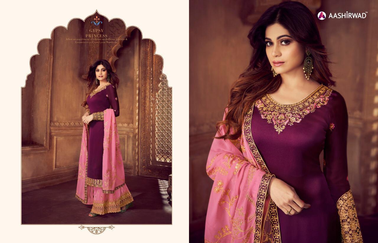 Falak Sharara Collection - Real Georgette Satin & Santoon, 1016mm Length | Multicolor, Embroidered Design, 6 Pieces