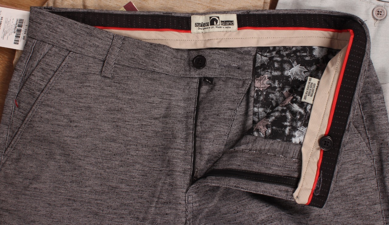 Cotton Pant - Linen Look Lycra, Sizes 30-38, Grey | Slim Fit, Zipper Fly, Four Pockets, Plain Pattern, Suitable For Men