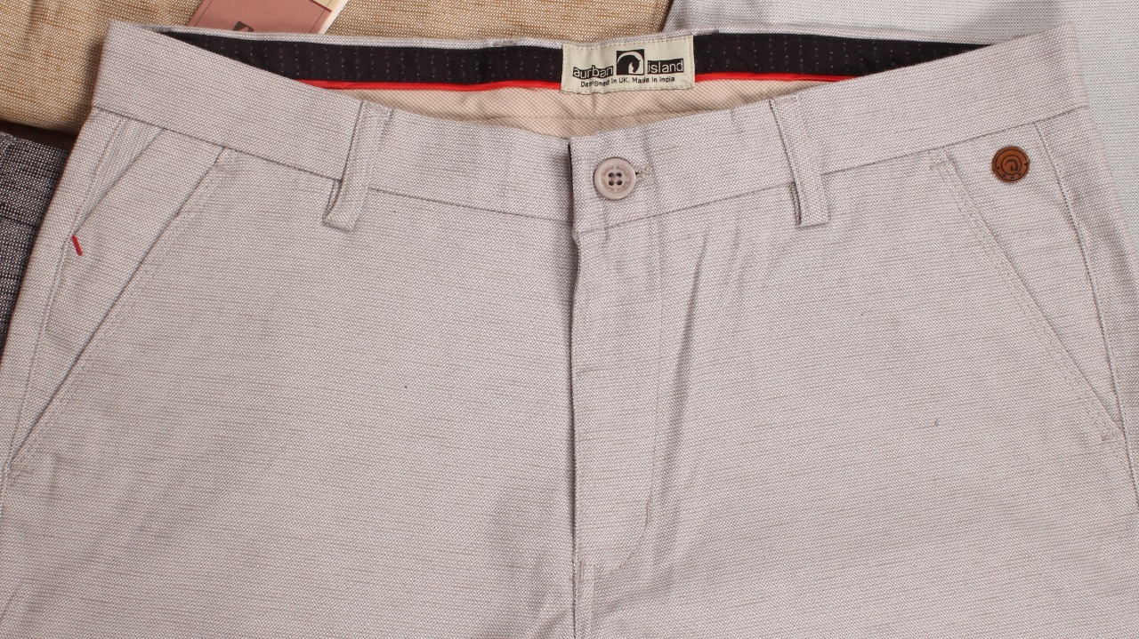 Cotton Pant - Linen Look Lycra, Sizes 30-38, Grey | Slim Fit, Zipper Fly, Four Pockets, Plain Pattern, Suitable For Men
