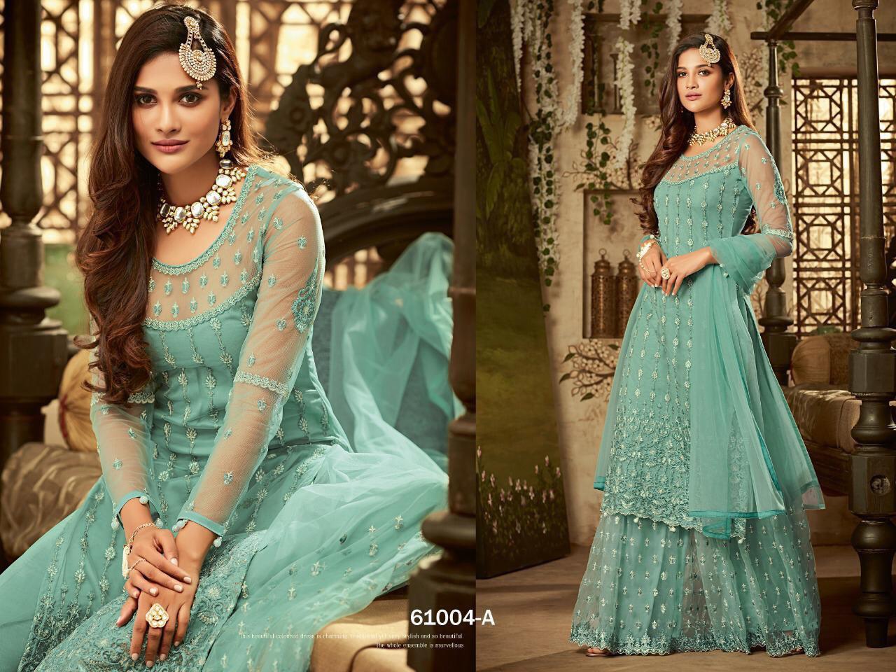 Multy Net Hevy Embroidery Anarkali Suit