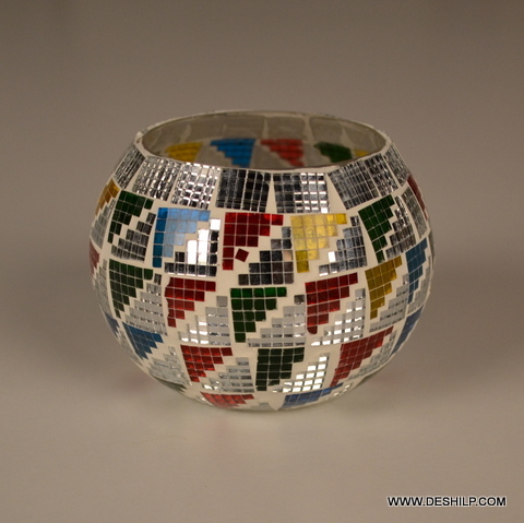 Antique Imitation Rainbow Effect Glass Candle Holder