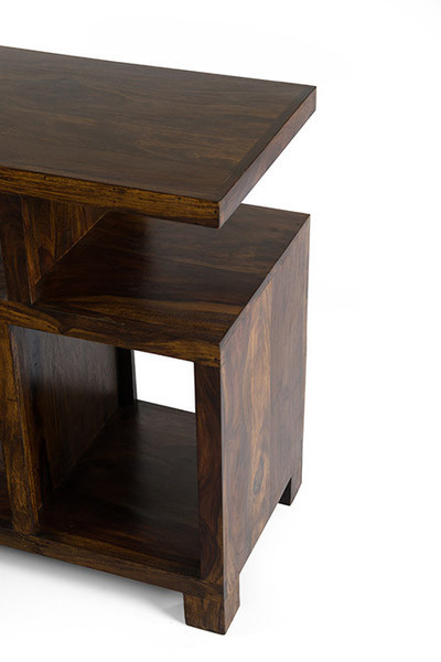 Corner Tv Unit - Solid Wood, 118x40x76 Cm, Dark Brown Finish | Lightweight, Durable, Eco-friendly, Assembly-free