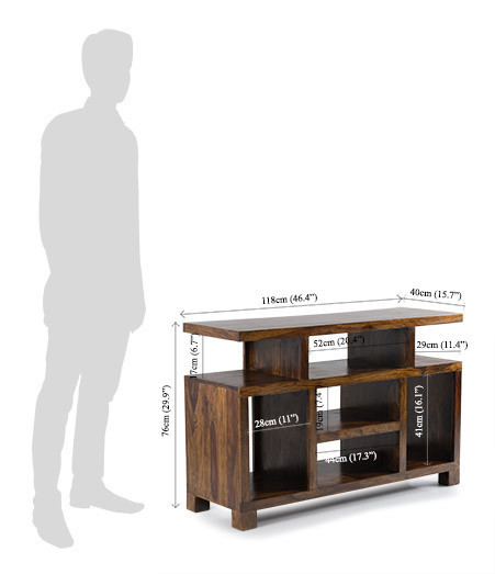 Corner Tv Unit - Solid Wood, 118x40x76 Cm, Dark Brown Finish | Lightweight, Durable, Eco-friendly, Assembly-free