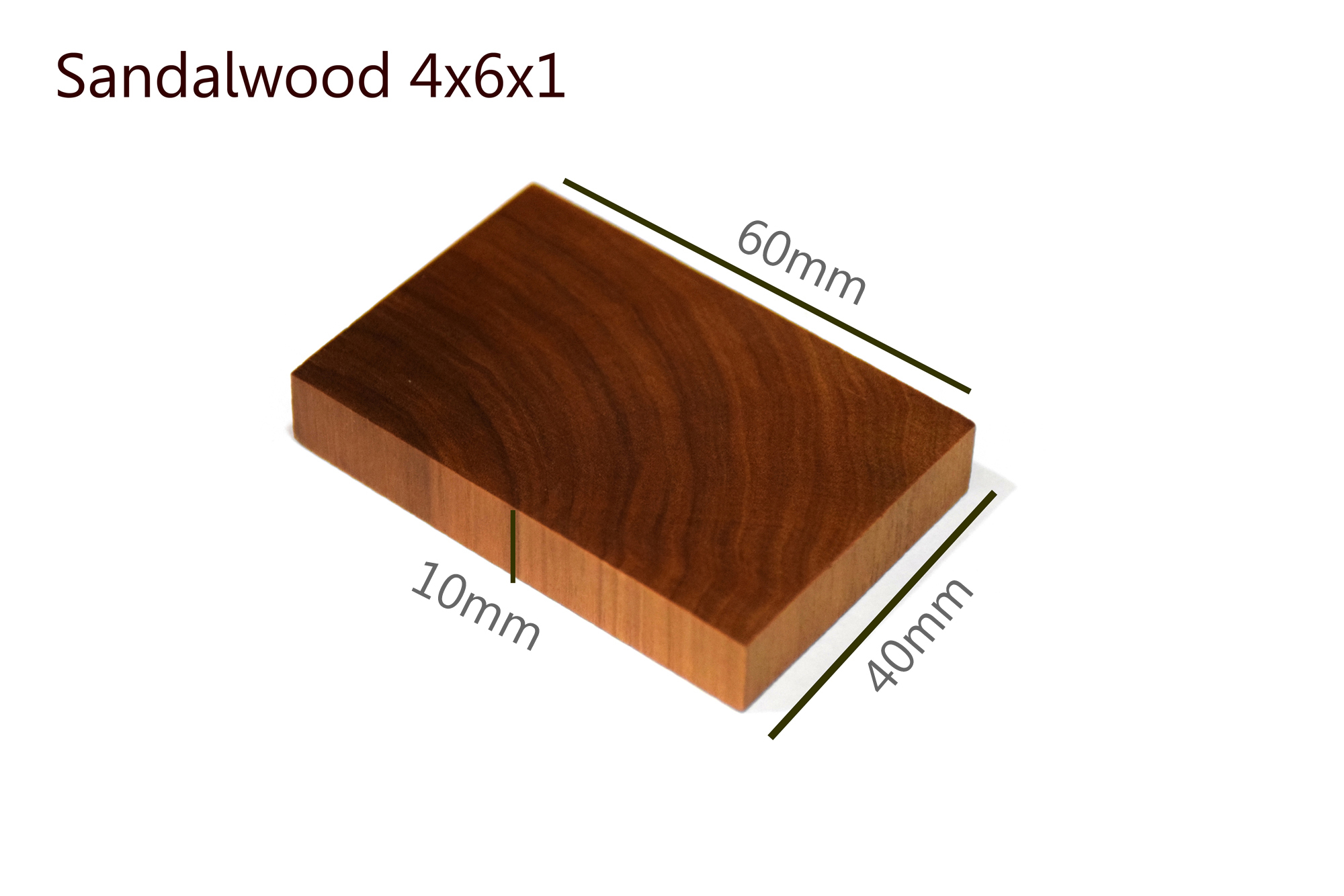 Sandalwood - 40mm X 60mm X 10mm | Natural Brown Color Premium Santalum Album Wood With Warm Creamy Aroma