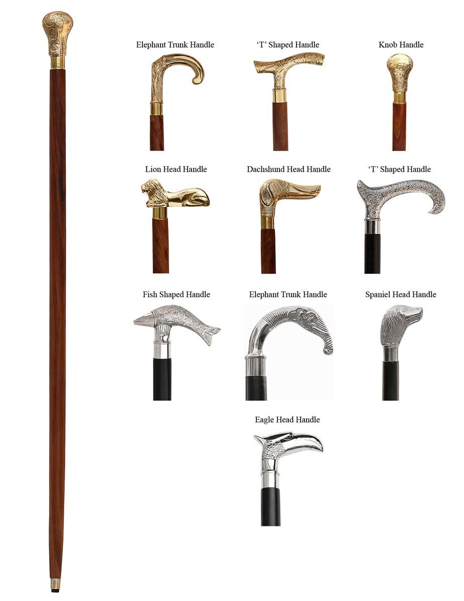 Walking Stick Golden Brass Handle