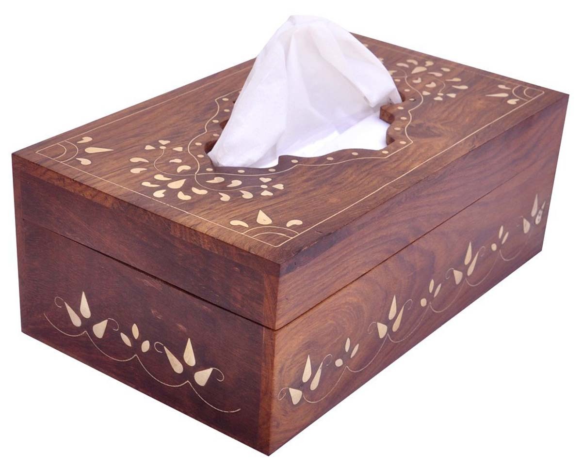 Wooden Rectangular Tissue Holder Box
