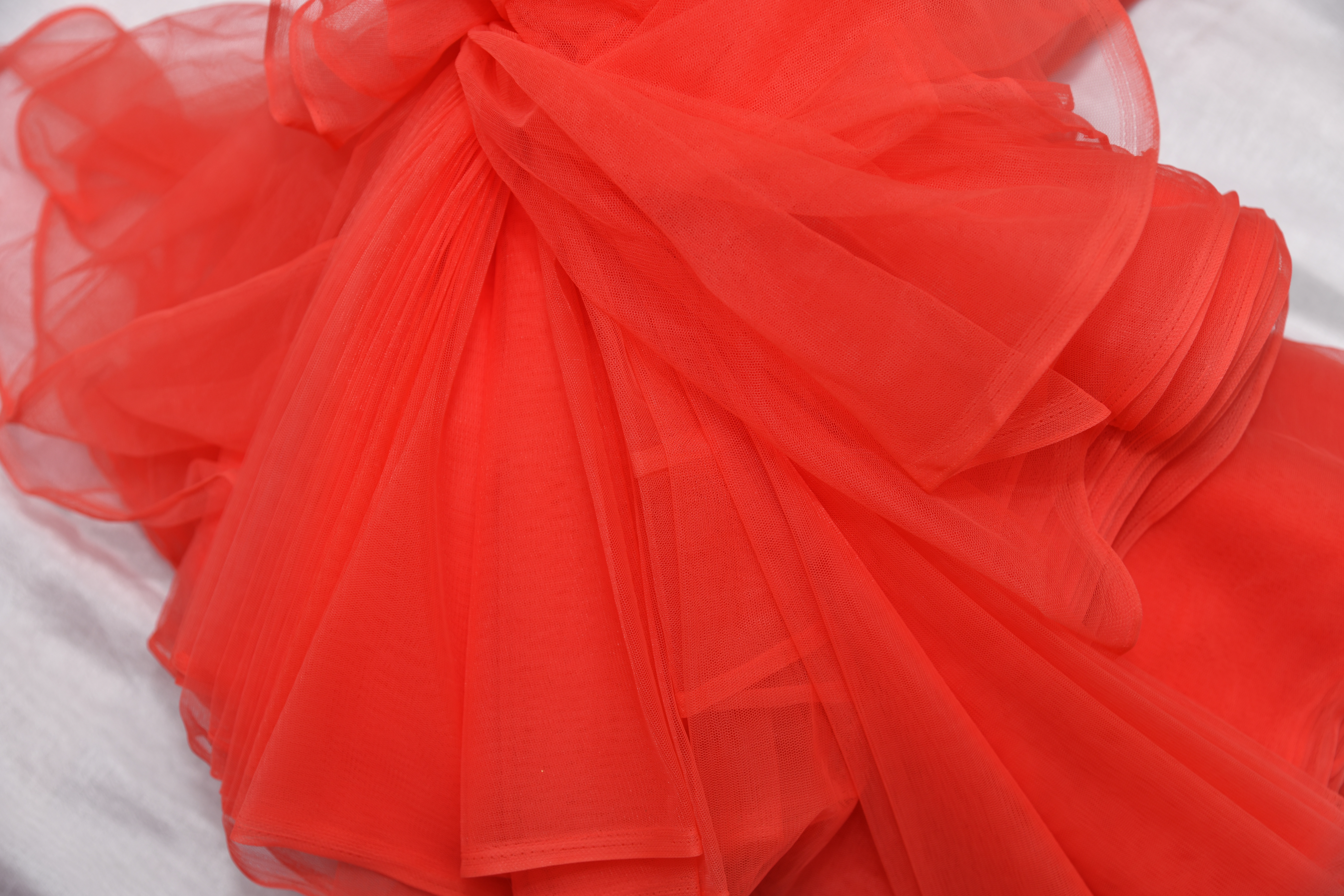Fancy Net Fabric - Orange Plain Net Material | Lightweight, Quick Dry, Washable For Garment Use