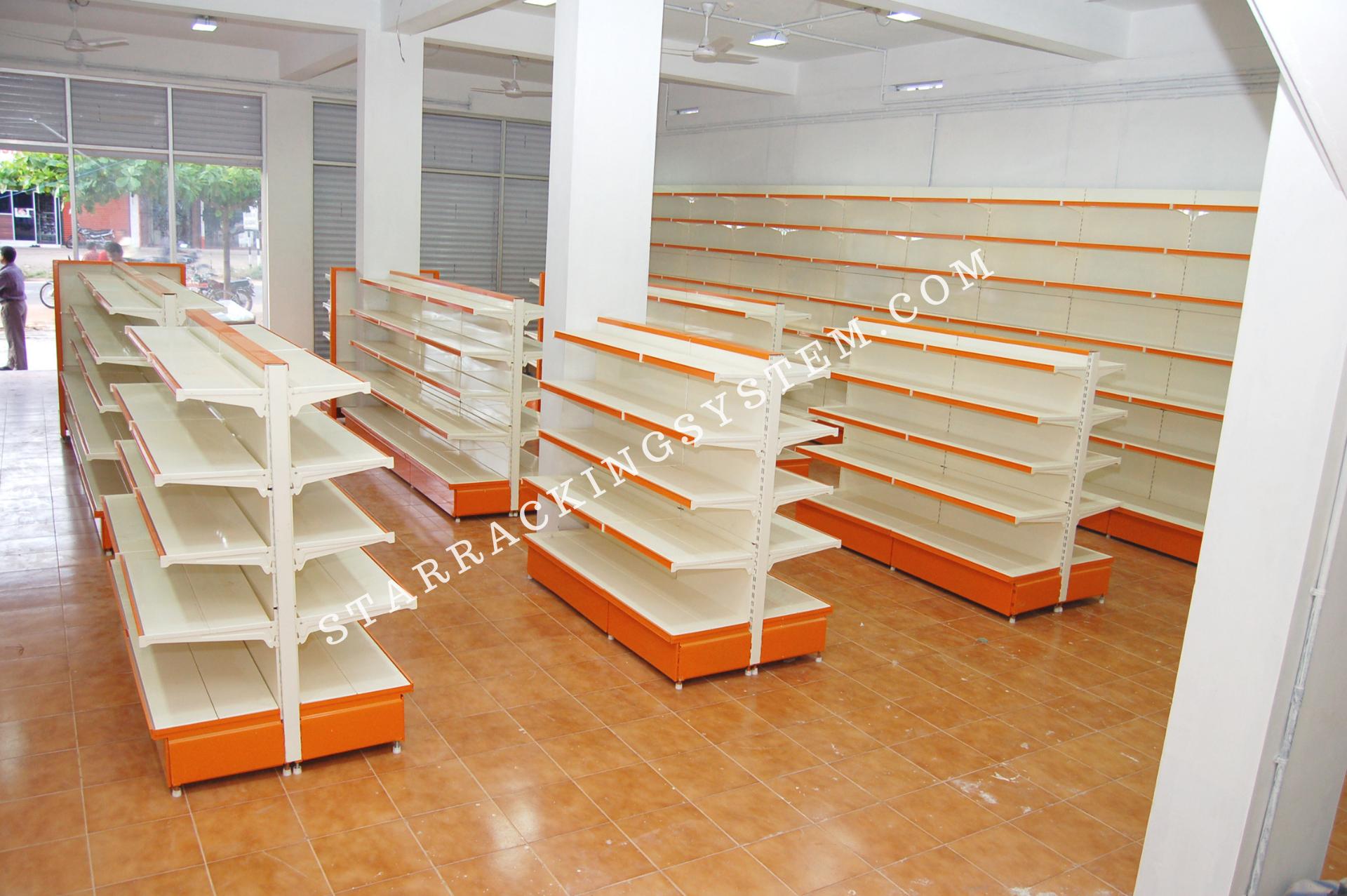 Grocery Store Racks - Powder Coated, Heavy Duty Single Sided Shelves | Supports 100 Kg/day Capacity, Versatile For Various Display Needs