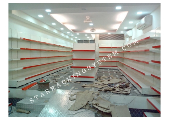 Grocery Store Racks - Powder Coated, Heavy Duty Single Sided Shelves | Supports 100 Kg/day Capacity, Versatile For Various Display Needs