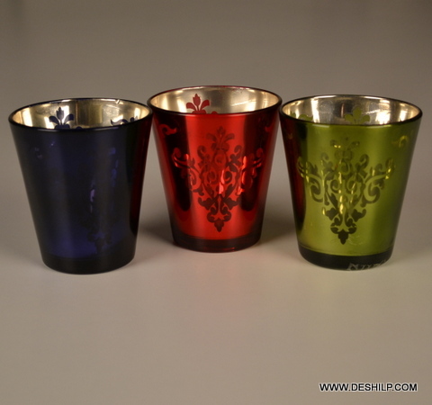 एंटीक इमिटेशन कलरफुल ग्लास टी लाइट कैंडल होल्डर