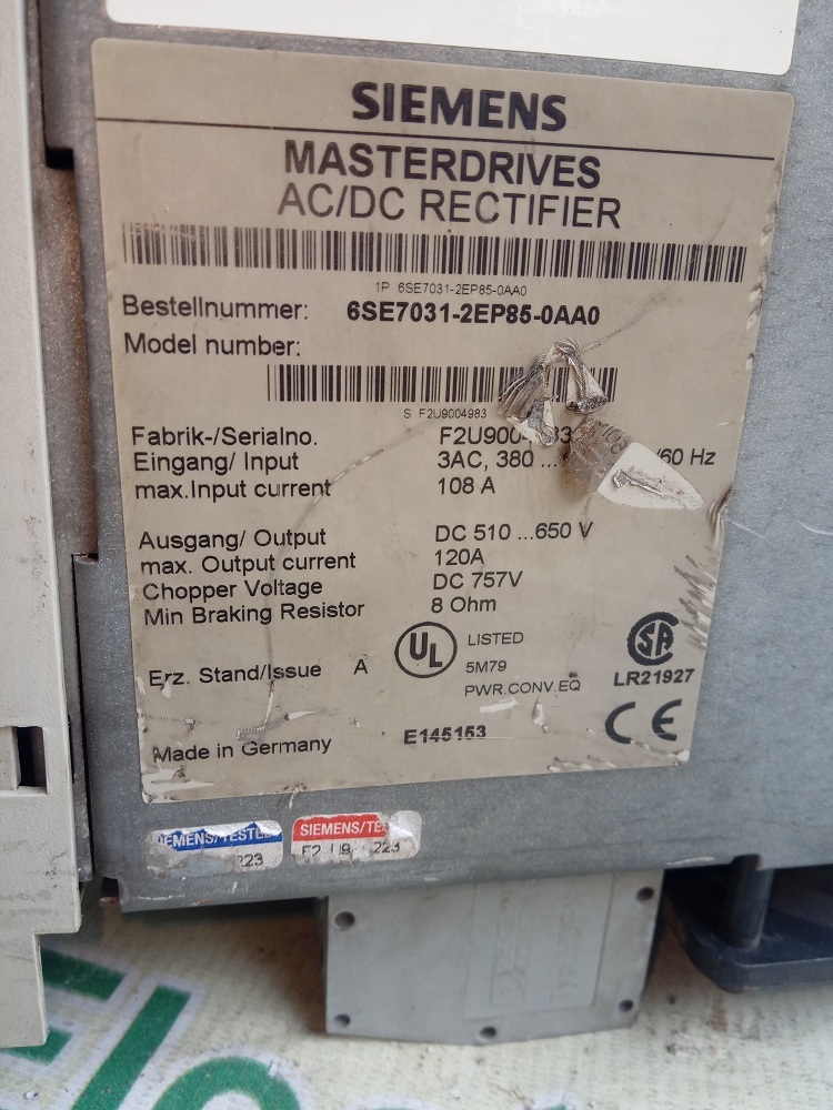 Siemens Masterdrives Mc Ac/ac Drive 6se7 031-2ep85-0aa0