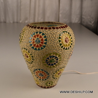 Multicolor Beads Mosaic Handmade Glass Table Lamp - Design: Modern Art