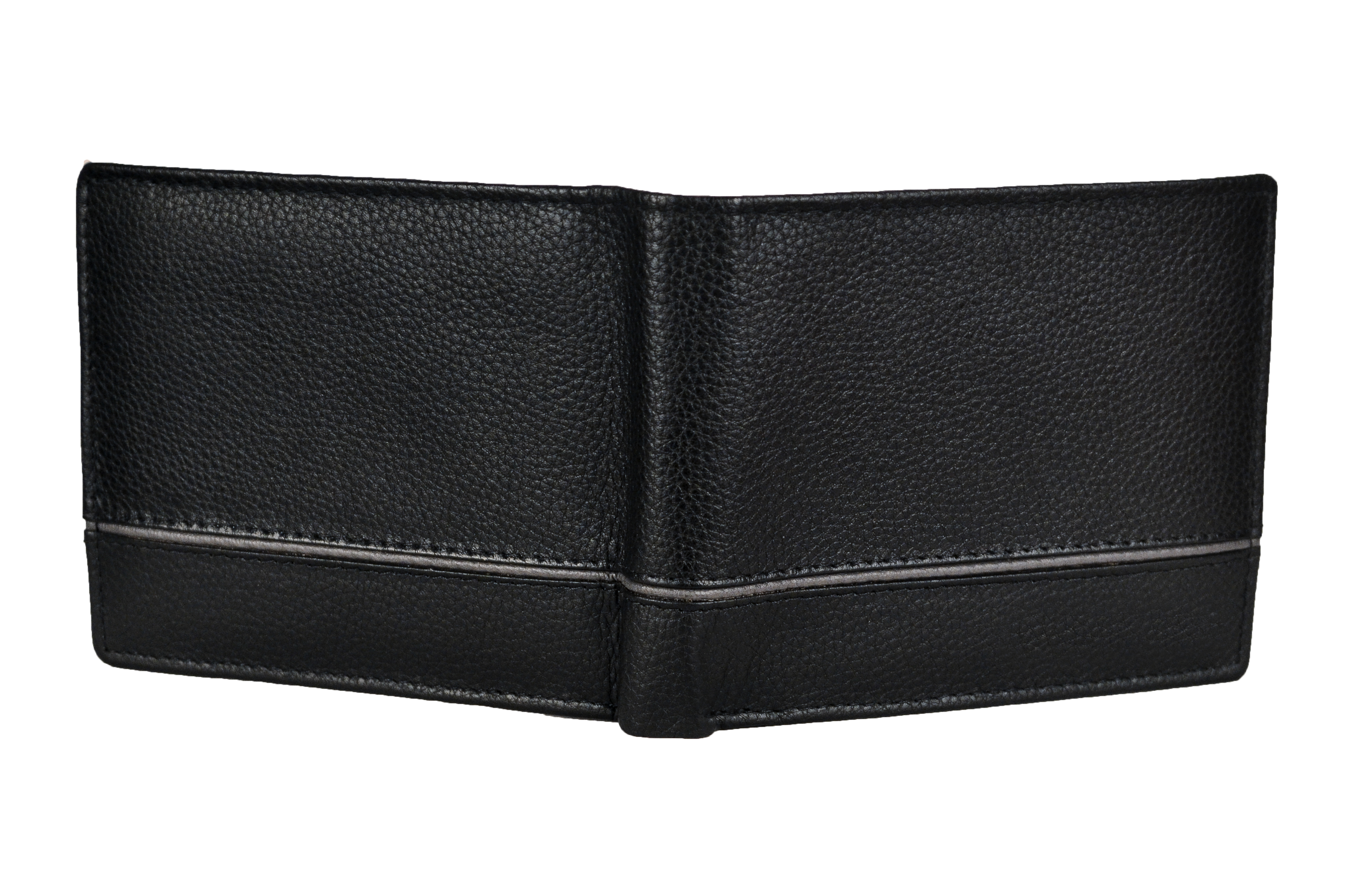 Black Men's Leather Grey Striped Wallet Size: 24*9*2 Cm