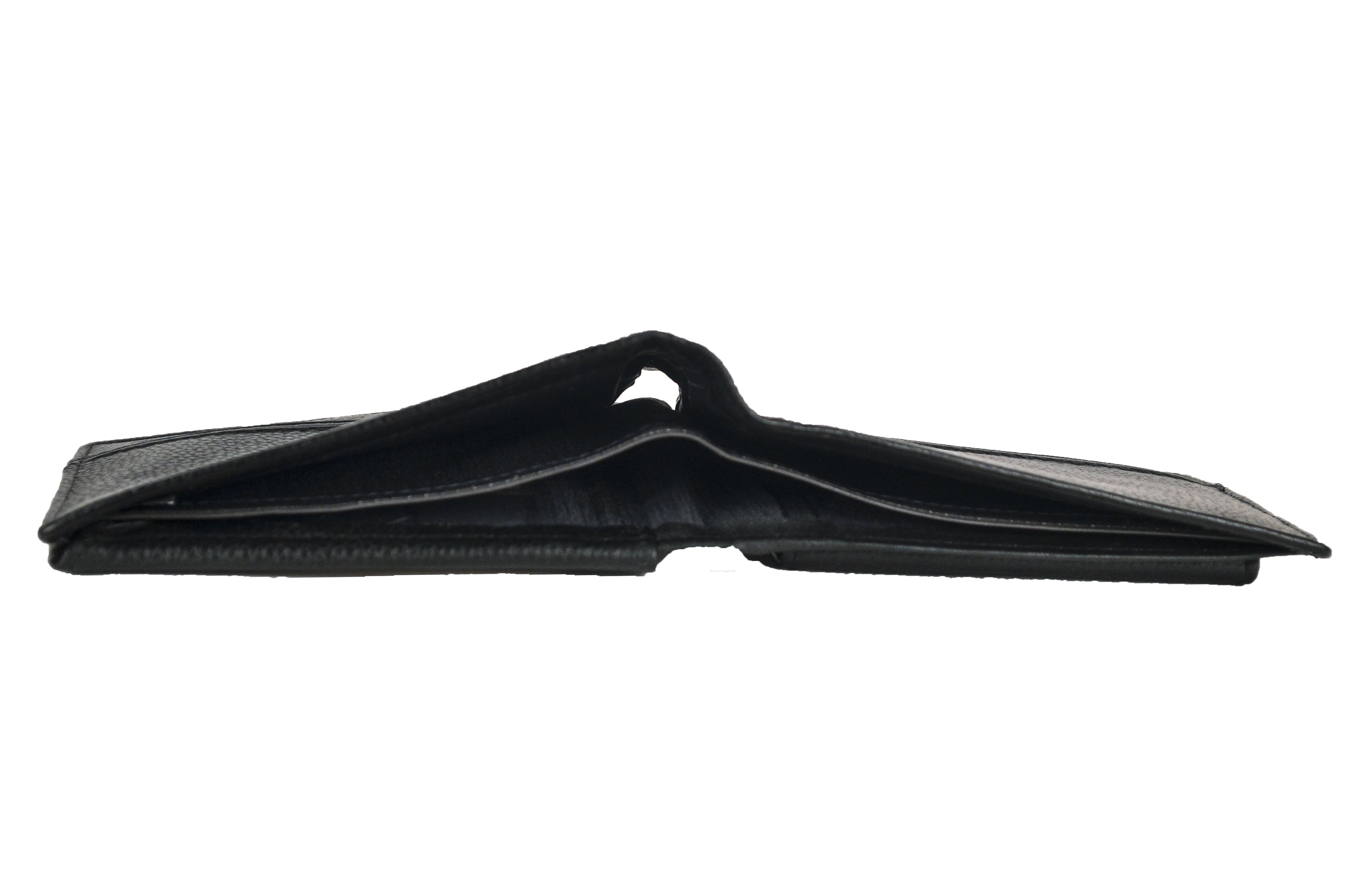 Black Men's Leather Grey Striped Wallet Size: 24*9*2 Cm