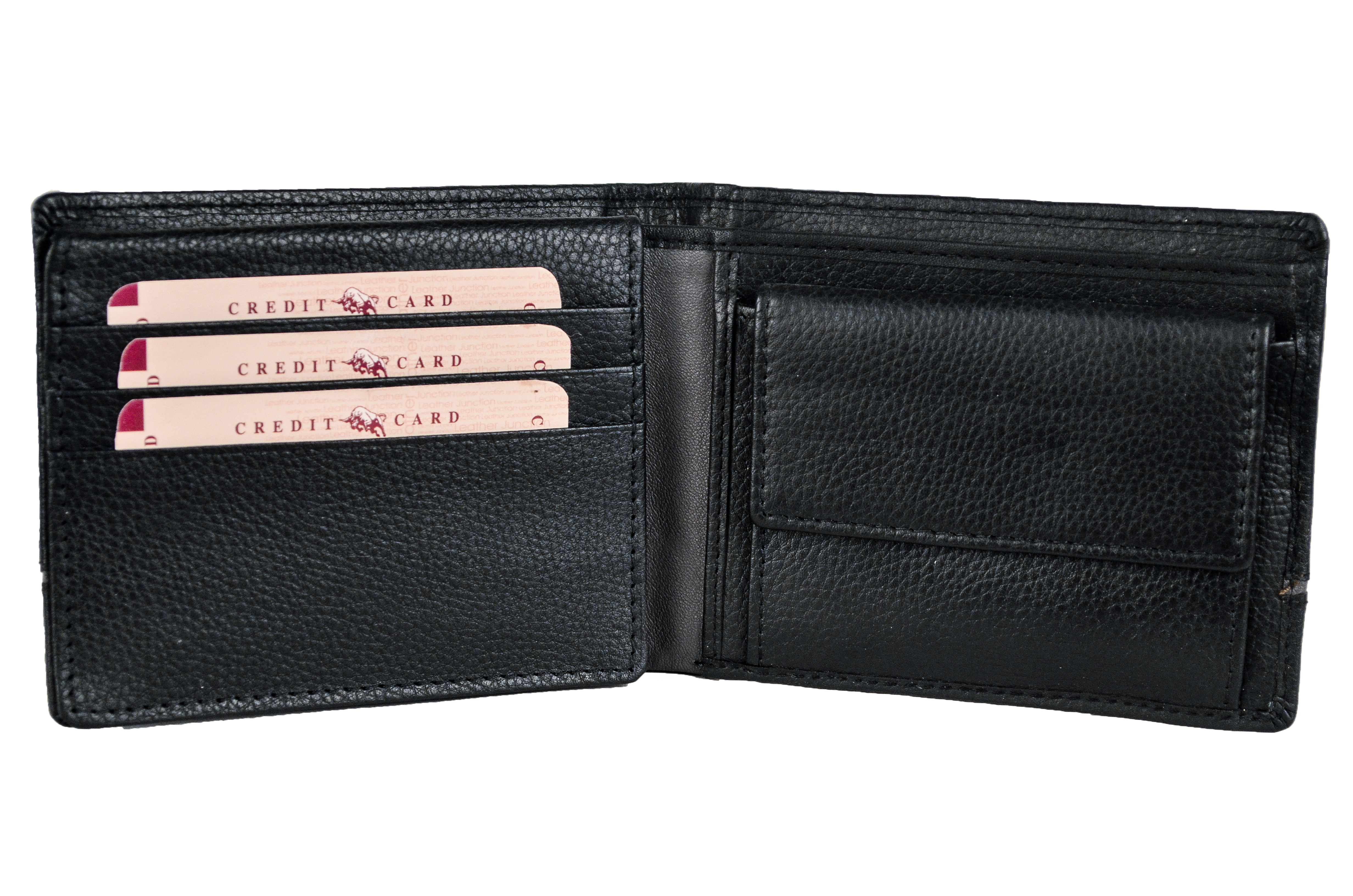 Black Men's Leather Grey Striped Wallet Size: 24*9*2 Cm