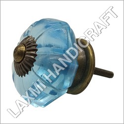 Blue Melon Antique Glass Door Knob - Glass, Brass | Polished, Lightweight Design, Stunning Blue Color, Versatile for Door, Drawer, and Cabinet