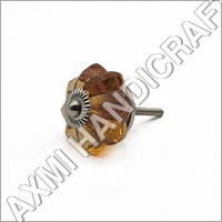 Brown Glass Melon Door Knob - Polished Glass, Various Sizes and Patterns , Lightweight and Scratch Proof with Brass Screw