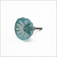 Blue Glass Flower Door Knob - Glass & Brass Material, Multicolor Options Available | Scratch Resistant, Long Lasting Finishing, Perfect For Doors, Drawers, And Cabinets