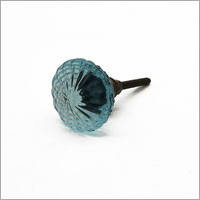 Blue Glass Flower Door Knob - Glass & Brass Material, Multicolor Options Available | Scratch Resistant, Long Lasting Finishing, Perfect For Doors, Drawers, And Cabinets
