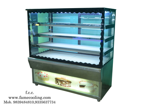 Stainless Steel Original Color Ss Glass Sweet Display Counter