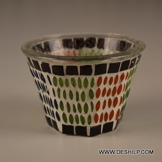 Modern Arts Glass Mosaic T Light Candle Holder