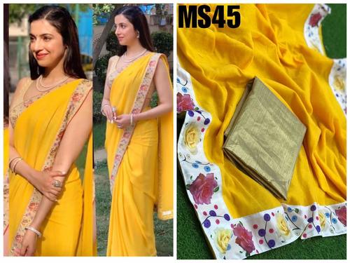 Yellow Chanderi Silk Saree, Occasion Wear, Festive Wear