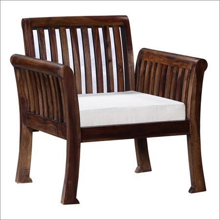 Modern Wooden Base Sofa Chair - Solid Wood & Velvet Upholstery, 90x45x45 cm, Walnut Finish | Durable, Eco-Friendly, Easy to Clean, Arm Rest Included