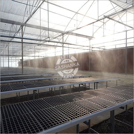 Mist Chamber - G.I Fabricated with Multiwall Polycarbonate Covering, 50 to 4000 Sqmtr Sizes | Humidity & Temperature Controlled, Misting & Micro Irrigation Facilities