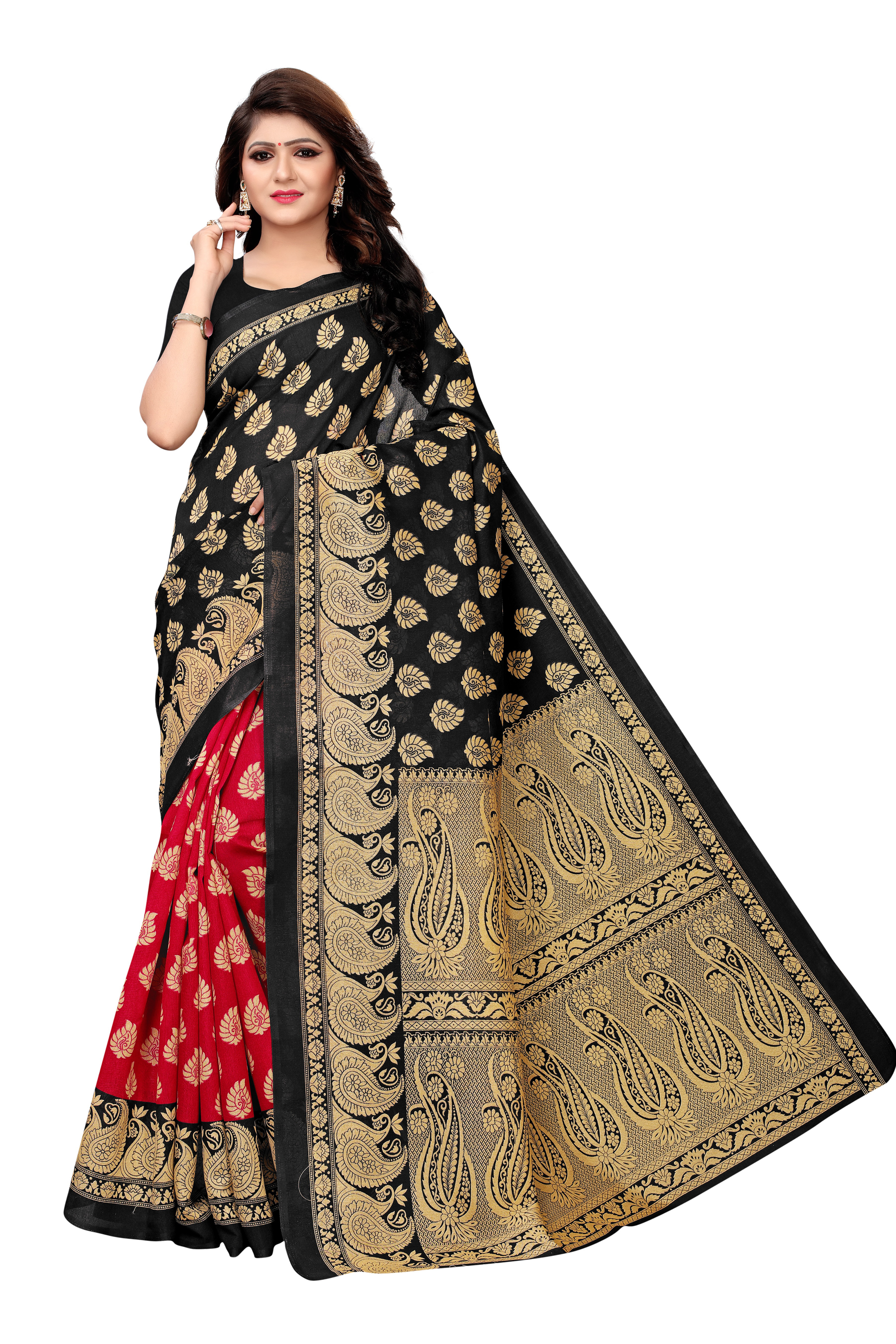 Mysore Silk Saree - Multicolor Printed, Kalamkari Design With Designer Pallu & Unstitched Blouse Piece