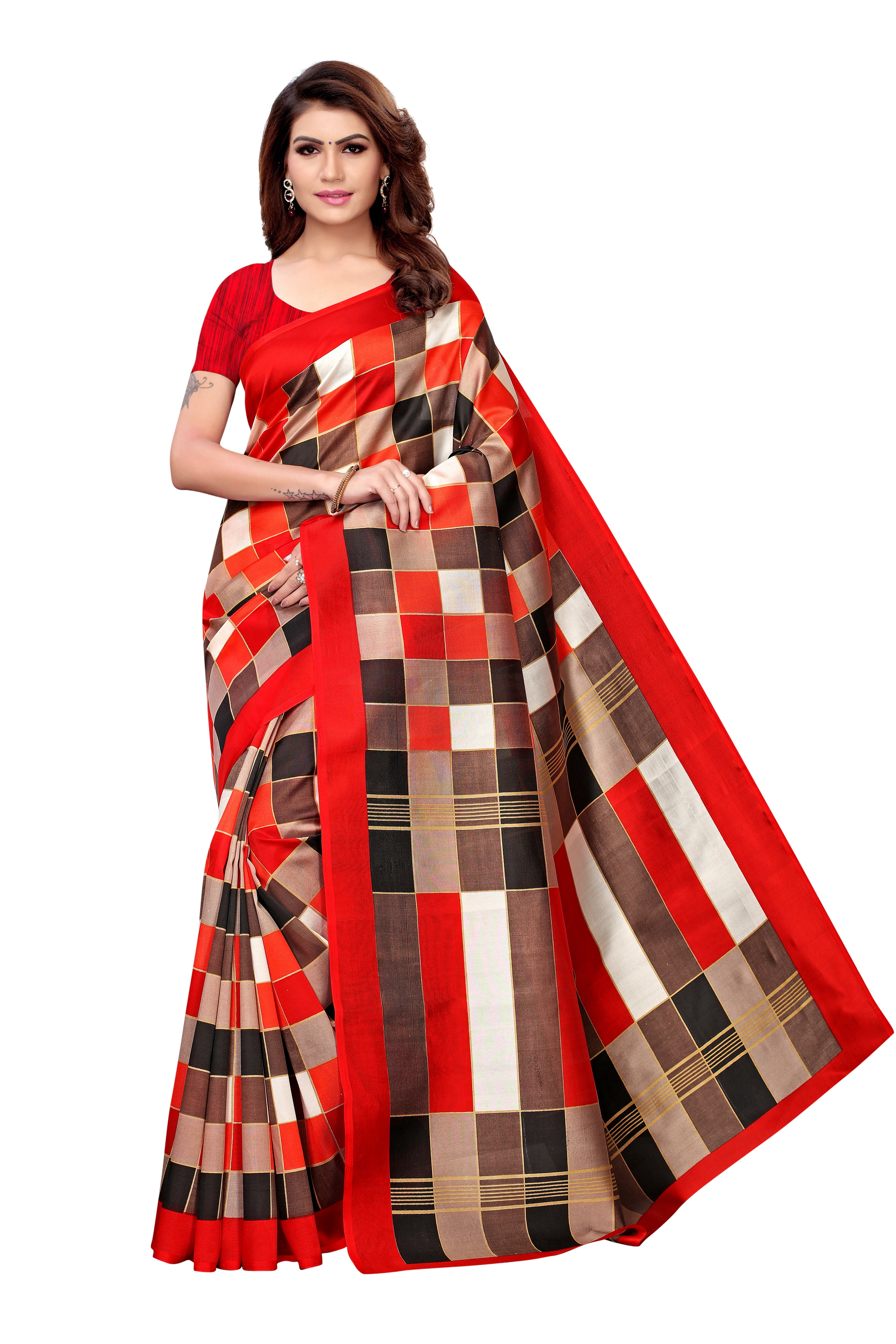 Mysore Silk Saree - Multicolor Printed, Kalamkari Design With Designer Pallu & Unstitched Blouse Piece