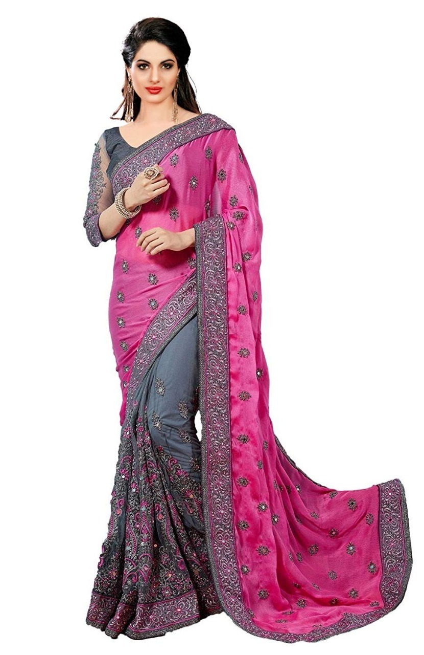 Multicolor Embroidered Designer Saree