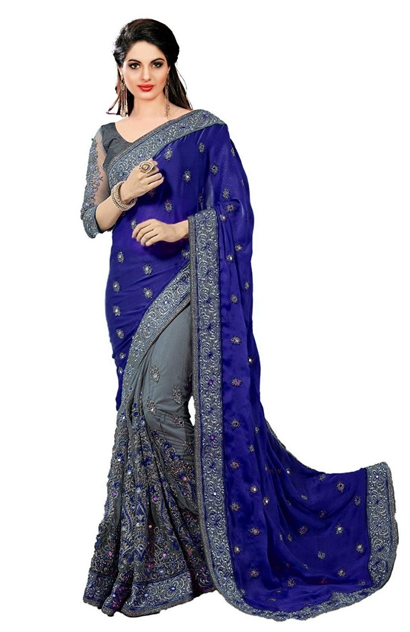Multicolor Embroidered Designer Saree