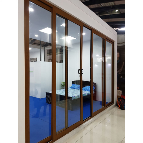 Upvc Sliding Door - Glass, Customized Size, Brown | Sliding Style, Space-saving Design, Ideal For Residential And Commercial Use