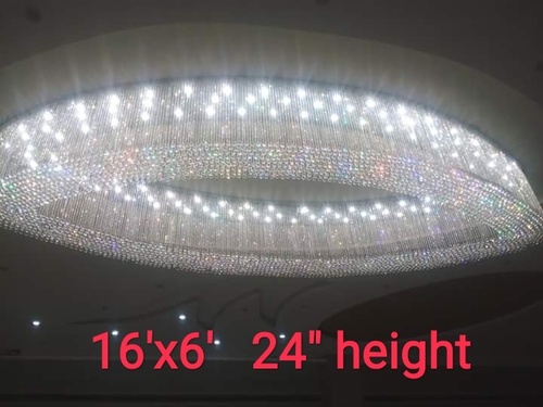 LED Ceiling Lights - Crystal and Metal Design | 16' x 6' x 24' Dimensions, Adjustable 3000K-6500K Color Temperature, Dual Voltage 110-240V