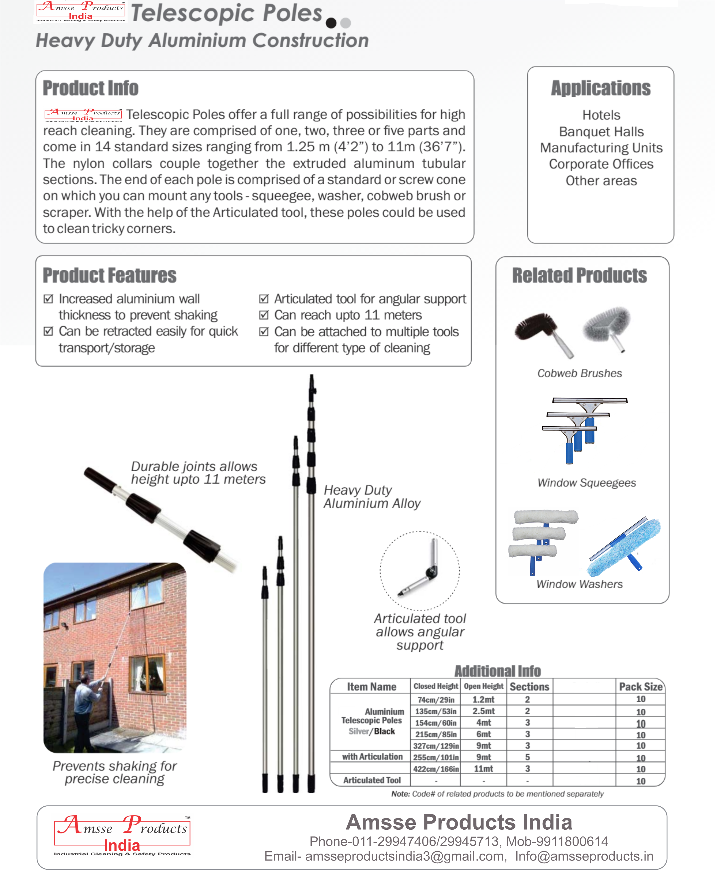 Window Squeeze - Steel Channel, 25/35/45 Cm | High Quality Black Rubber, T-bar & Classic Blue/black Handle For Efficient Window Cleaning