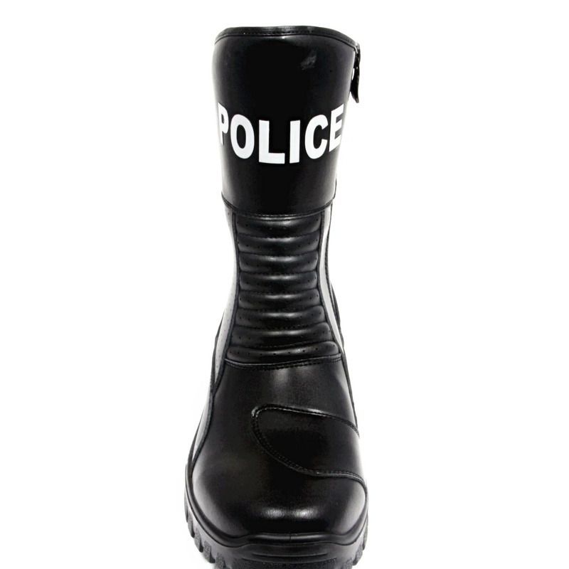 Black Police Offier Pu Rubber Dual Density Sole Rider Boot