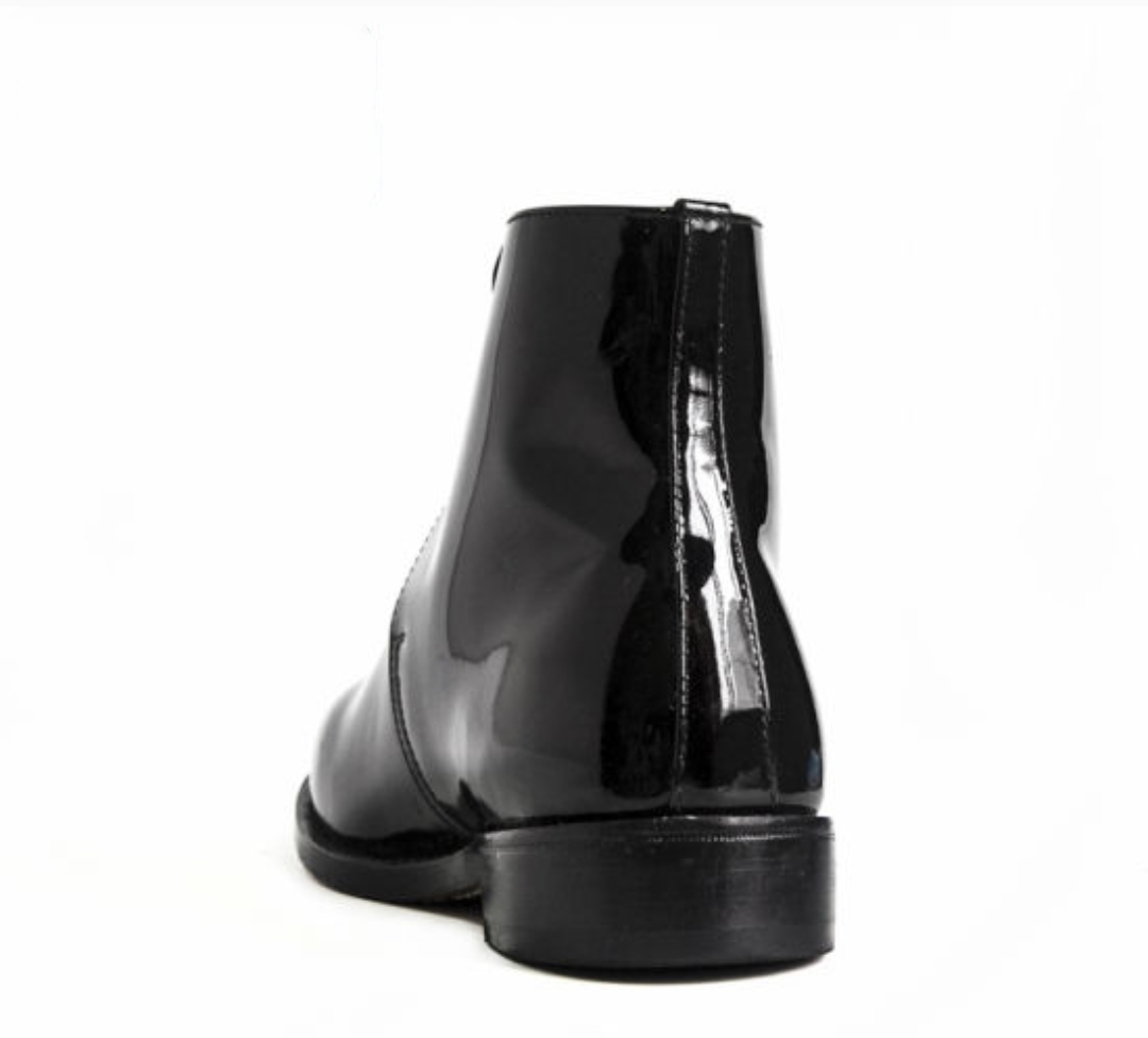 High Rank Police Officer Shining Boot - Shining Pu Leather, Sizes 37-41, Classic Black Finish | Durable, Comfortable Fit, Customizable Emblems