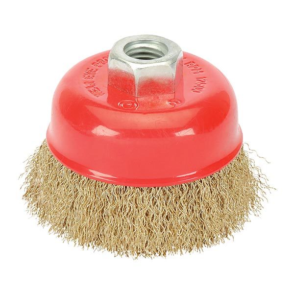 Steel Wire Cup Brush - 2.5 Inch Diameter, 5/8 Inch Shank | Blue Bristles For Grinding And Polishing