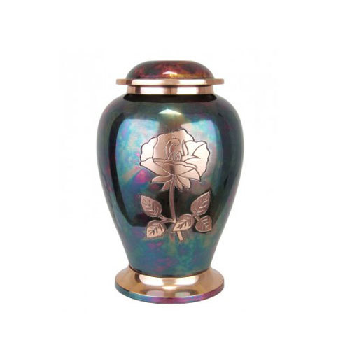 Black Brass Urn Dove Raku Rose
