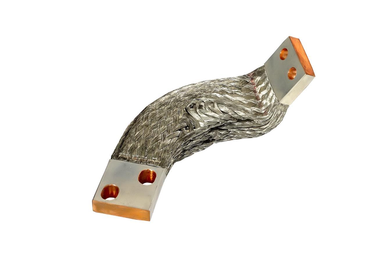 Copper Braided Flexible Connector - 30mm X 10mm X 1mm | Double Braid, Tin Plated, 150°c Temperature Rating, 100a Current Rating, Electrical Connections