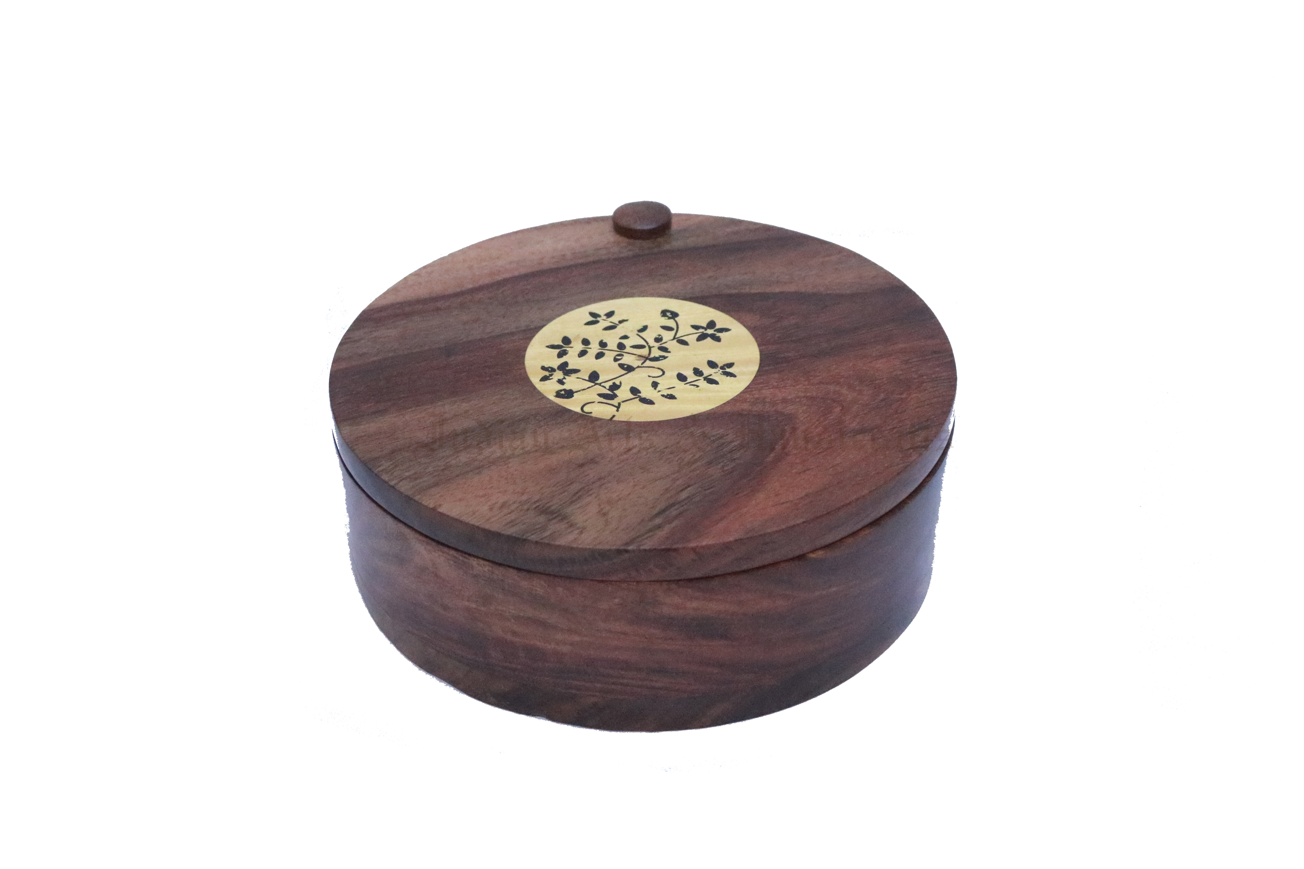 Round Wooden Spice Box